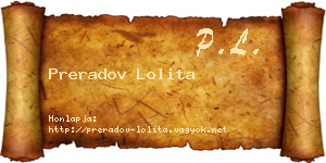 Preradov Lolita névjegykártya